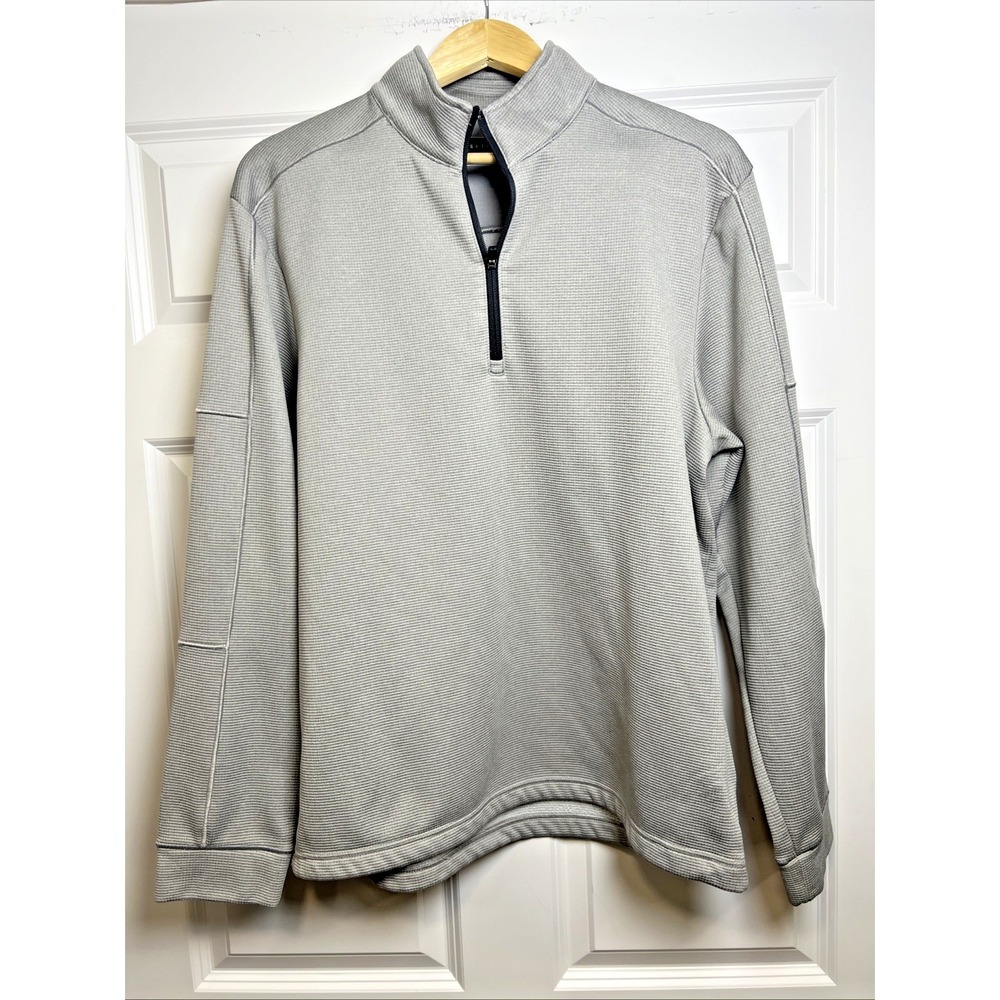 PGA Tour Waffle Knit Thermal 1/4 Zip Pullover Men's Medium Gray Polyester